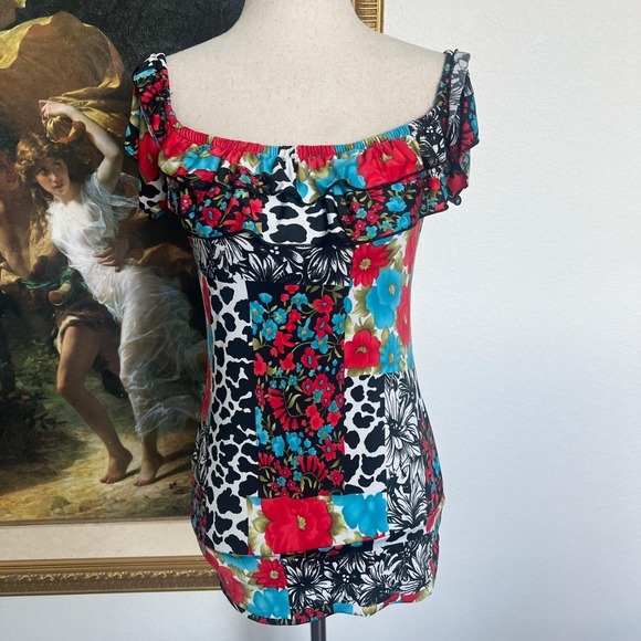 Wet Seal Tops - Y2K Wet Seal Floral Leopard Print Statement Going Out Top